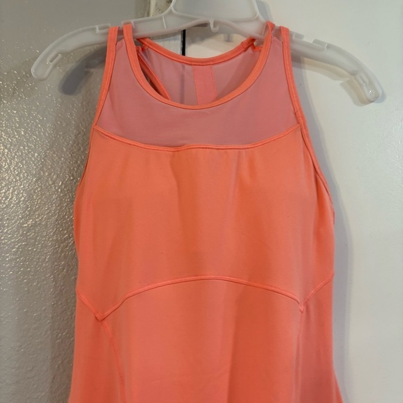 Athleta Deuce Court Tennis Dress Melon Shock Built In Bra Sheer XS Coral Orange - Picture 6 of 8